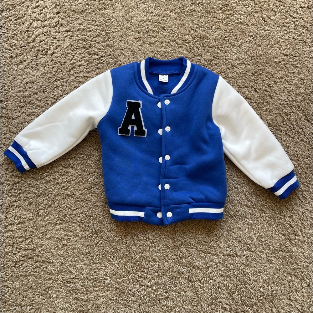 Blue/White and Gold/White Varsity Jackets with Letter A